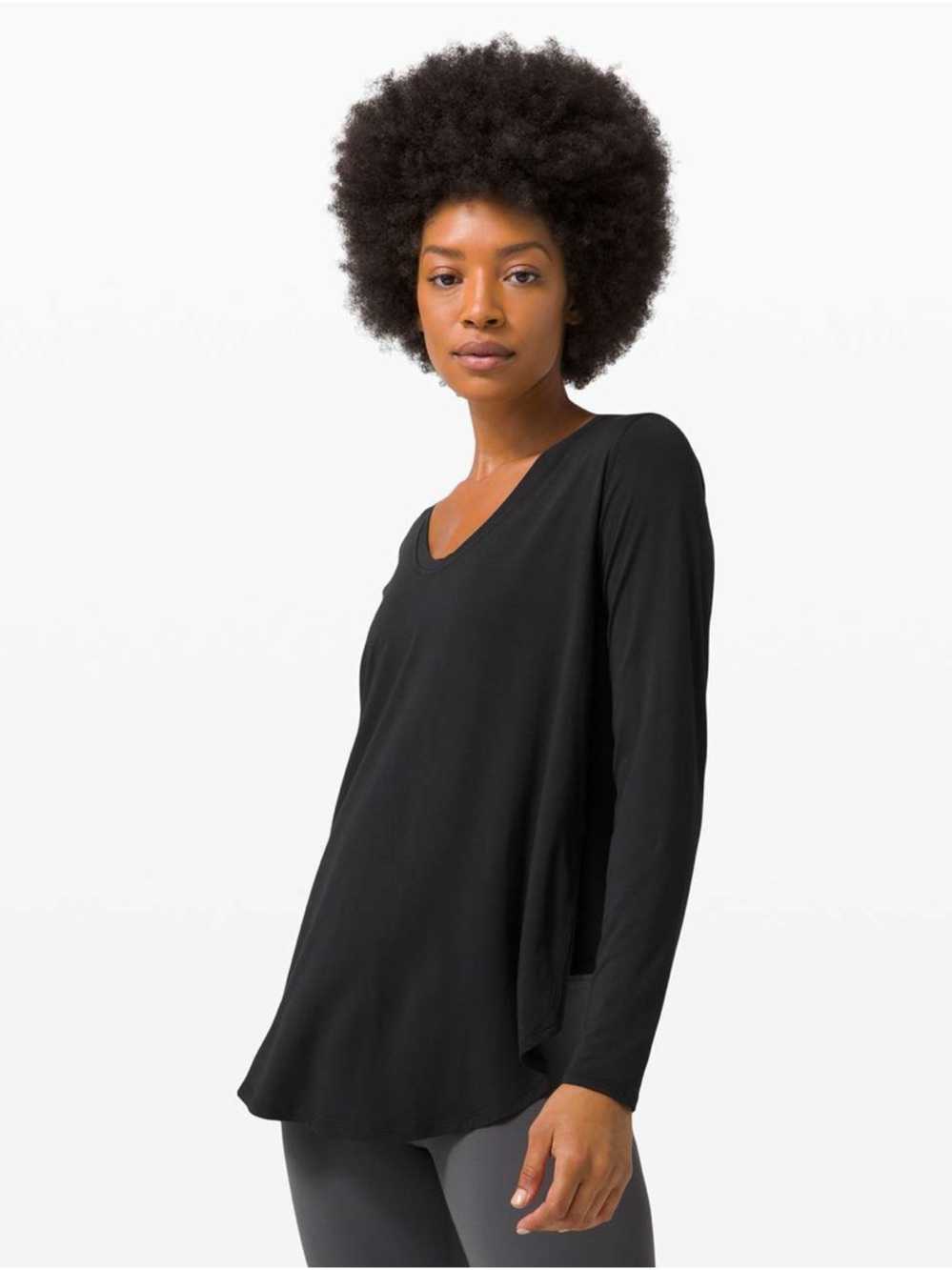 lululemon athletica Black V-Neck Long Sleeve Top
